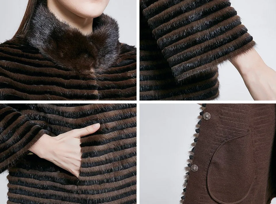 Short Real Mink Fur Stand Collar Coat