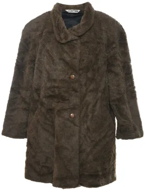 Single Breasted Classic Brown Faux Fur Coat - XL