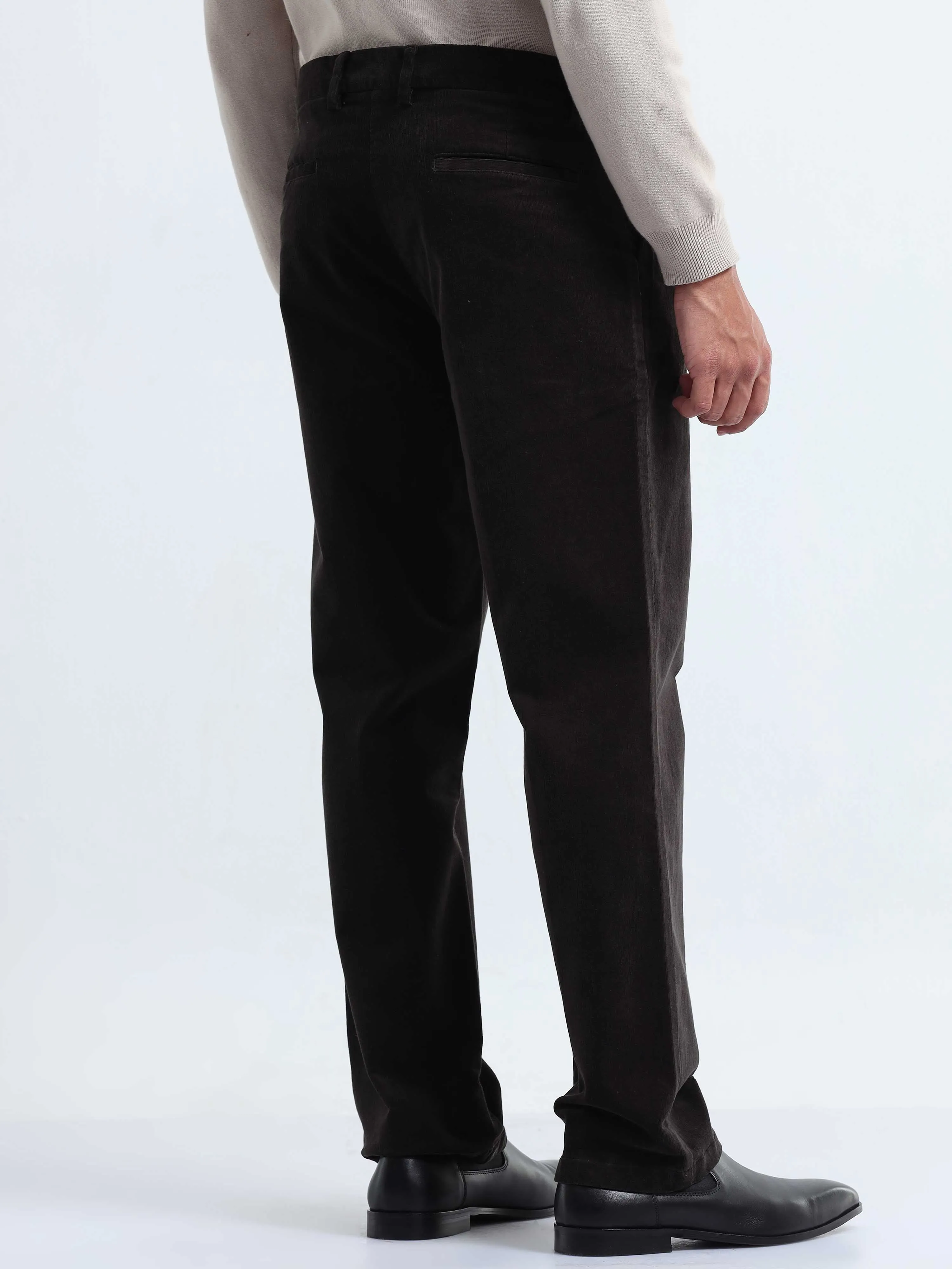 Soft Corduroy Dark Olive Relaxed Pleated Pant