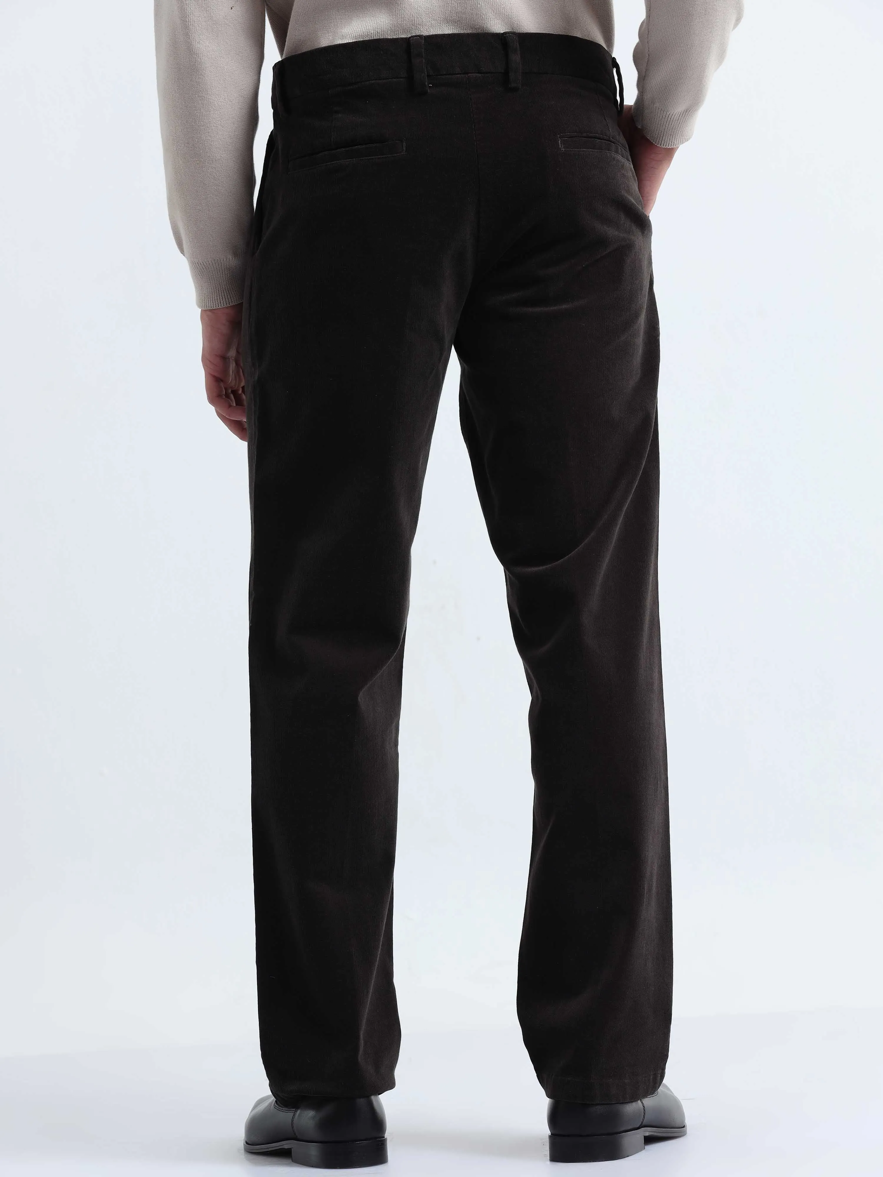 Soft Corduroy Dark Olive Relaxed Pleated Pant