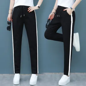 Spring And Autumn Black Long Straight Women's Pants