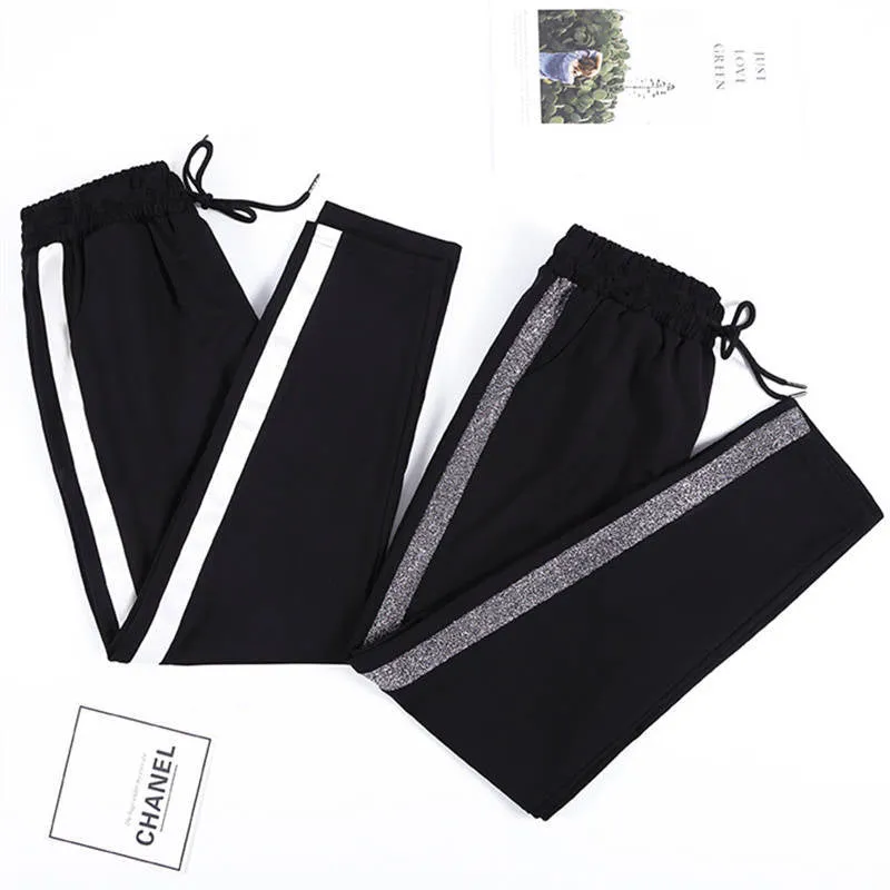 Spring And Autumn Black Long Straight Women's Pants