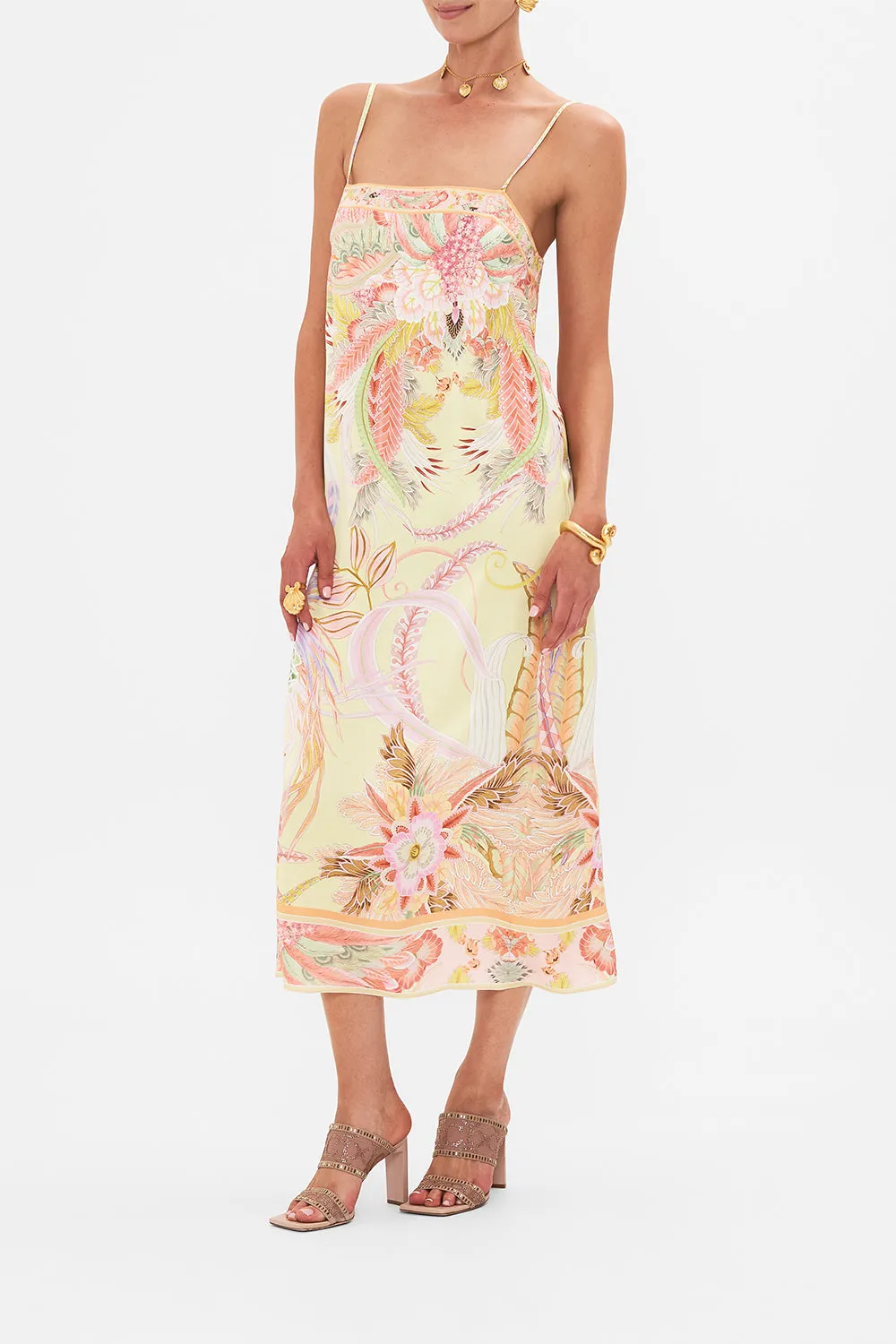 SQUARE NECK MIDI DRESS COSMIC TUSCAN