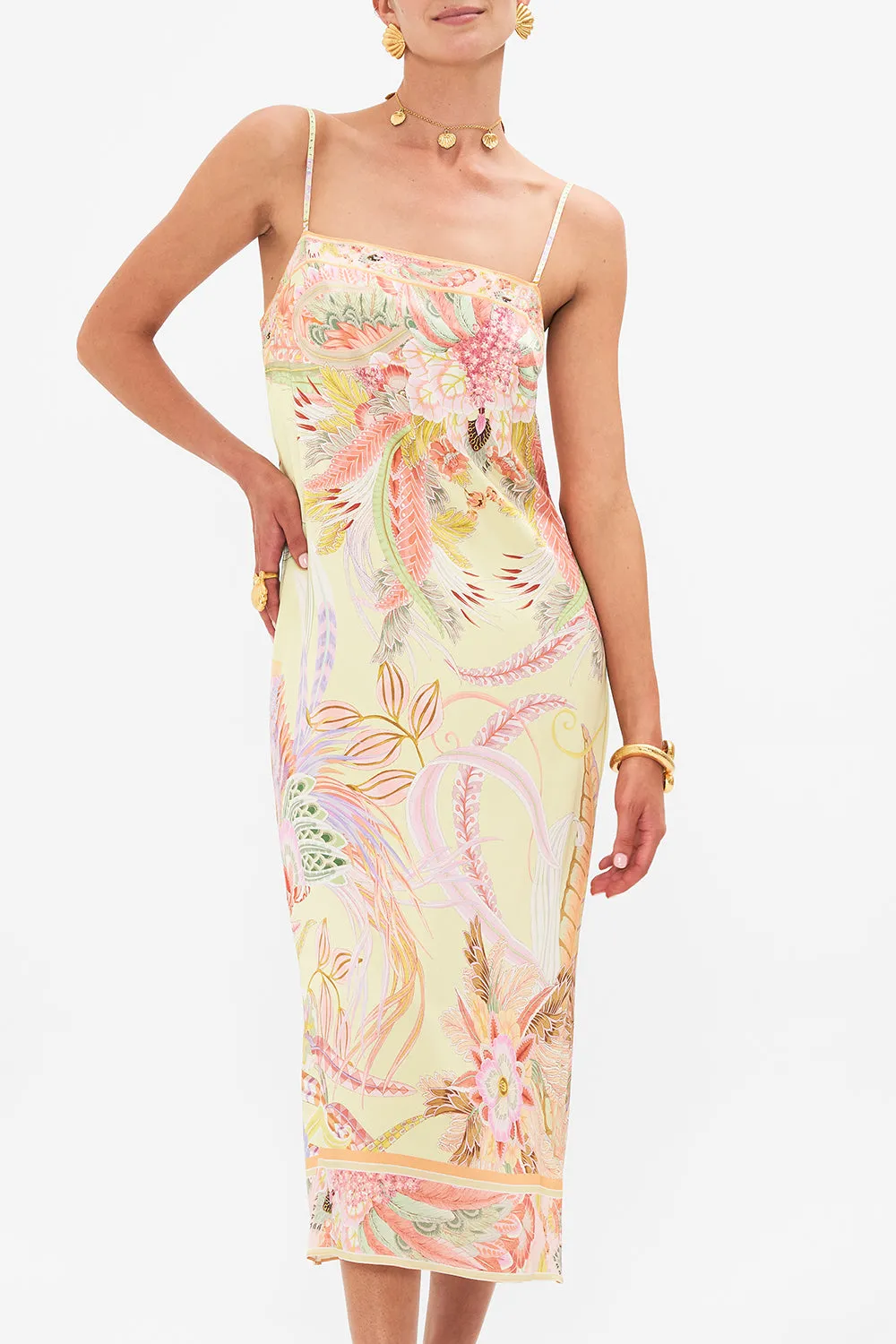 SQUARE NECK MIDI DRESS COSMIC TUSCAN