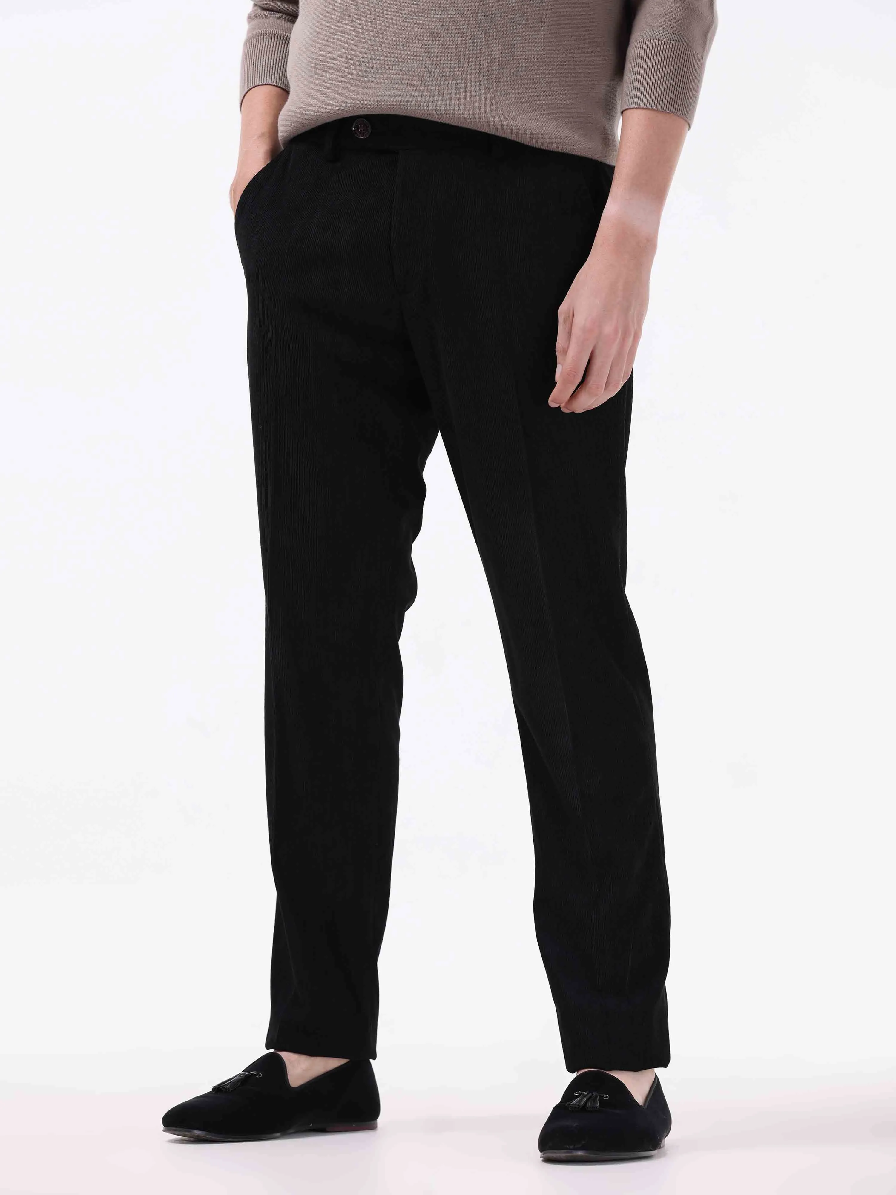 Statement Corduroy Black Pant
