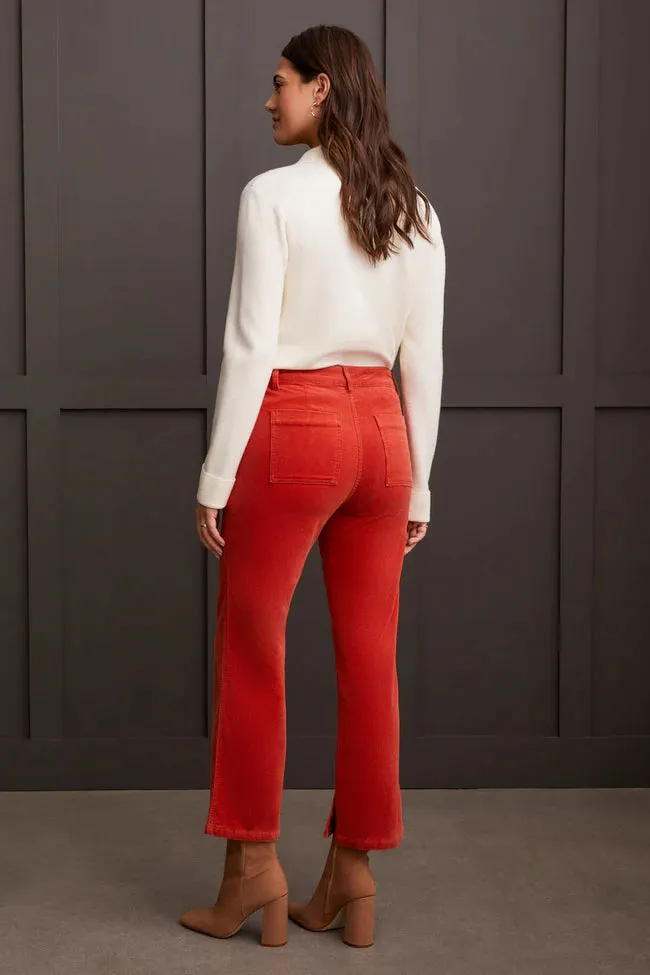 STRETCH CORDUROY STRAIGHT LEG PANTS-Auburn
