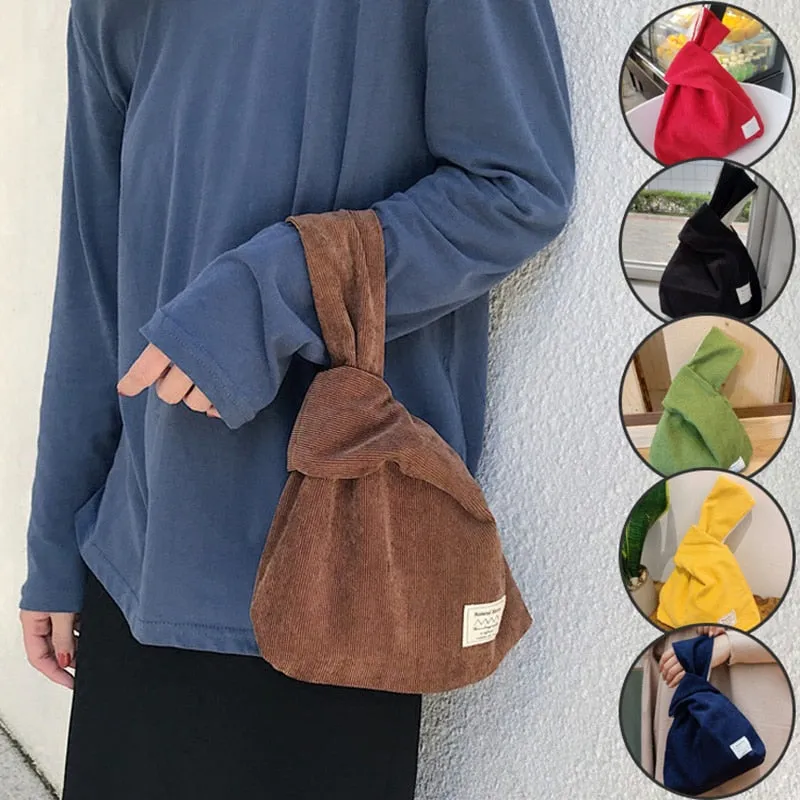 Striped Corduroy Knot Bag