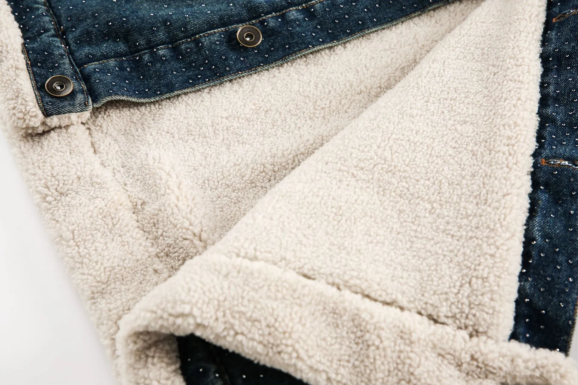 TODAMU® new winter new American retro heavyweight lamb wool denim cotton jacket
