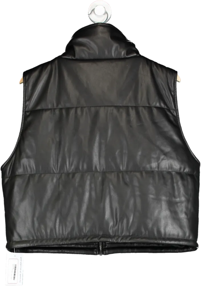 Urban Outfitters Black Faux Leather Puffer Gilet S
