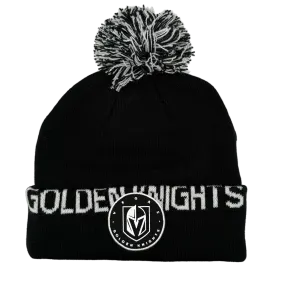 Vegas Golden Knights High Stick Cuffed Knit Hat with Pom - Black