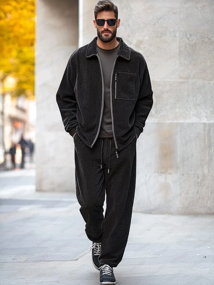 Versatile Corduroy Jacket Pants Set