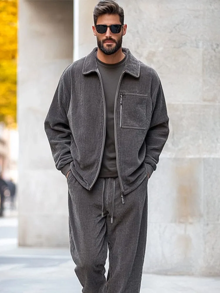 Versatile Corduroy Jacket Pants Set