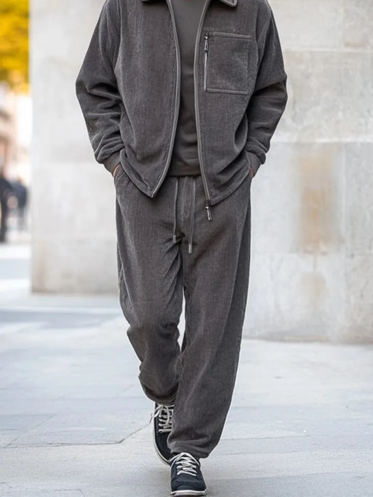 Versatile Corduroy Jacket Pants Set