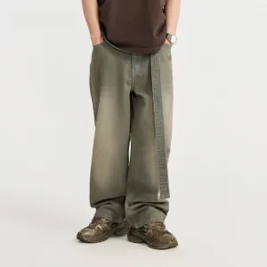 Vintage Denim Washed Loose Street Men's Trousers