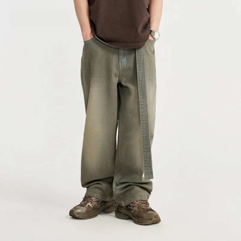 Vintage Denim Washed Loose Street Men's Trousers