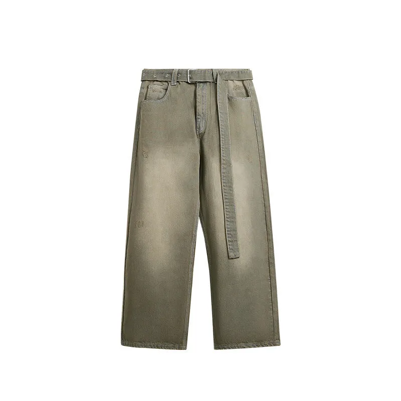 Vintage Denim Washed Loose Street Men's Trousers