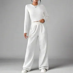 Women's Casual Long Sleeved Top and Pants Two-piece Outfit Set