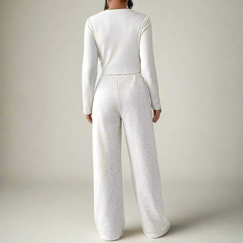 Women's Casual Long Sleeved Top and Pants Two-piece Outfit Set