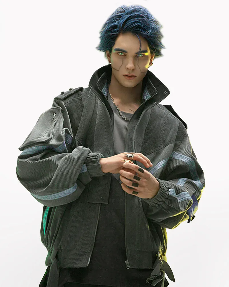 XIPHEVIL Cyberpunk Outfits Shadow Patrol Corduroy Jacket