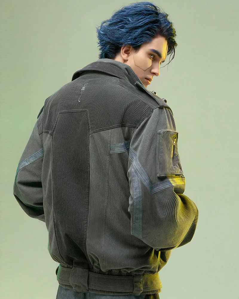 XIPHEVIL Cyberpunk Outfits Shadow Patrol Corduroy Jacket