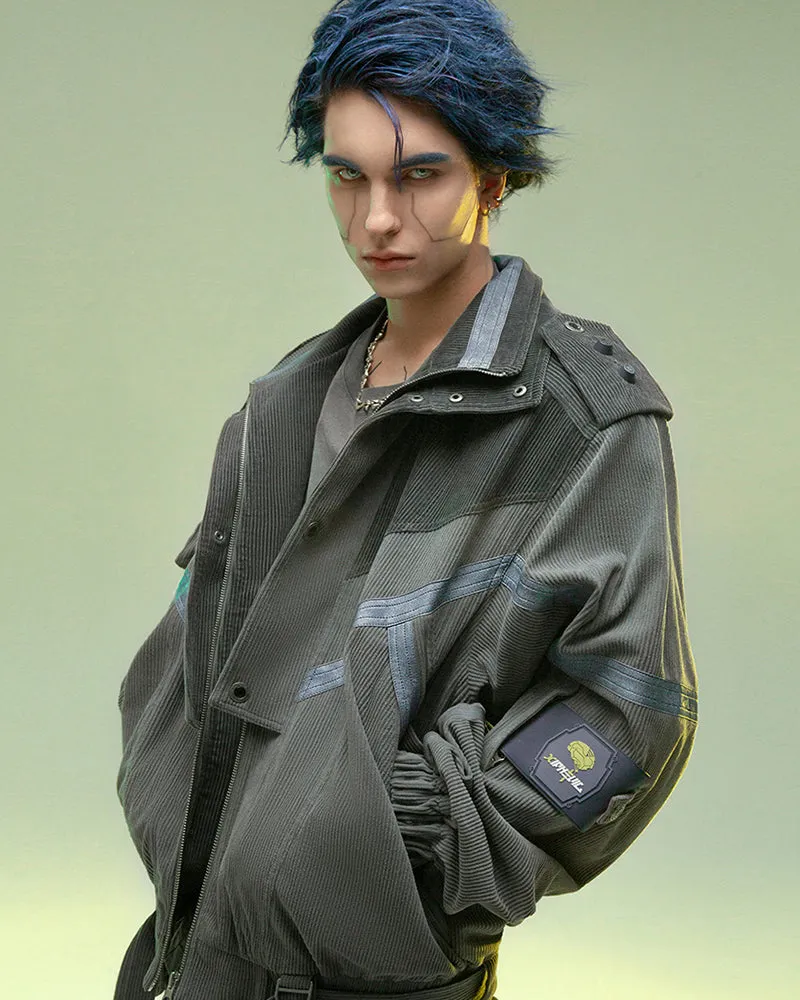 XIPHEVIL Cyberpunk Outfits Shadow Patrol Corduroy Jacket