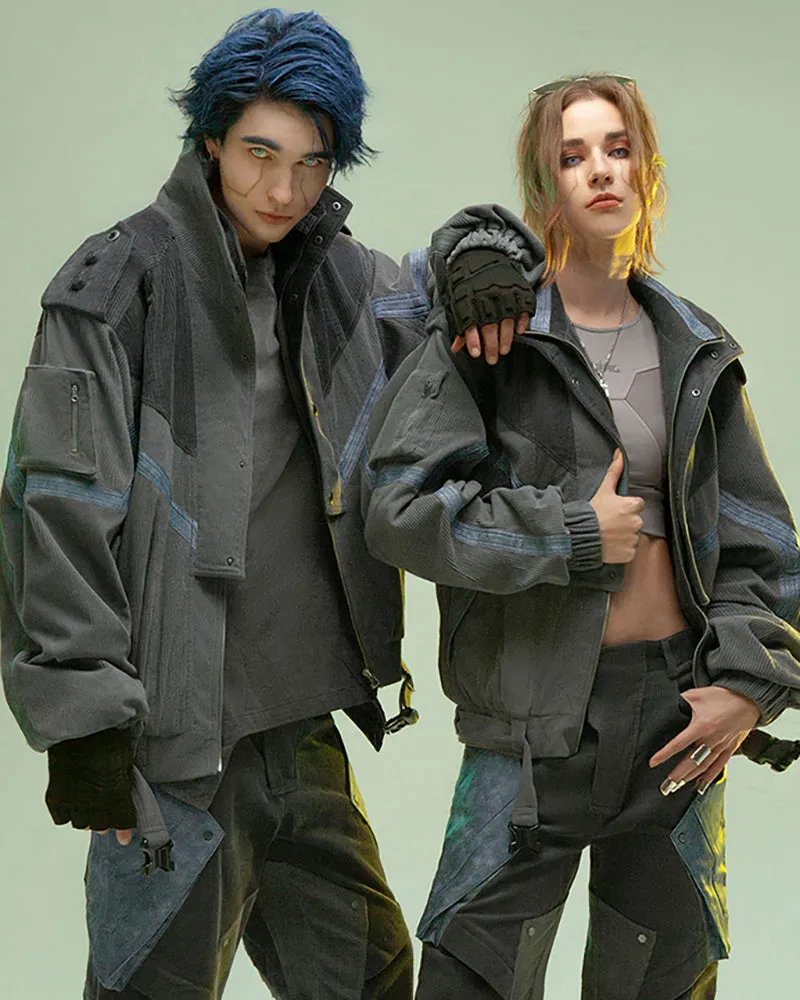 XIPHEVIL Cyberpunk Outfits Shadow Patrol Corduroy Jacket