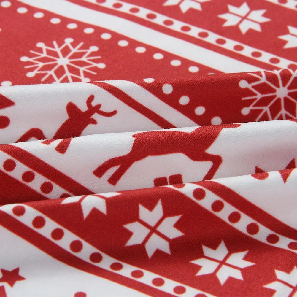 Xmas Printing Straight Pants Bandage Splicing Women Loose Elastic Trousers